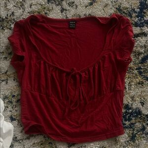 SHEIN Deep Red Ruched Blouse